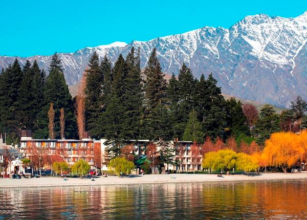 Novotel Queenstown Lakeside in winter with The Remarkables in the background